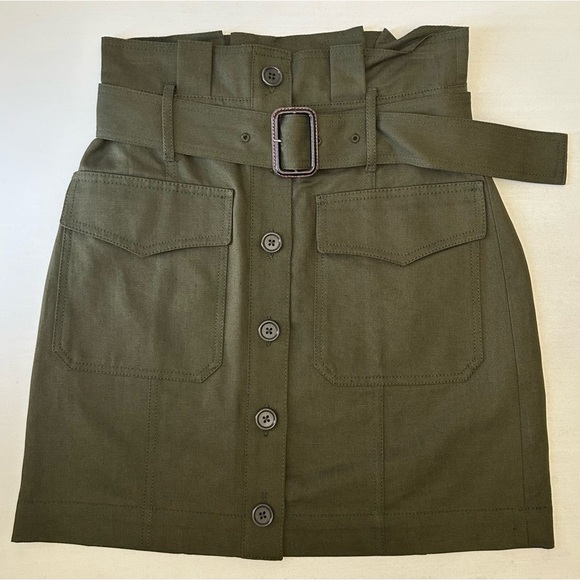 Banana Republic Heritage Paperbag Utility Skirt Mini Olive Green 2 Petite NEW - Picture 11 of 11